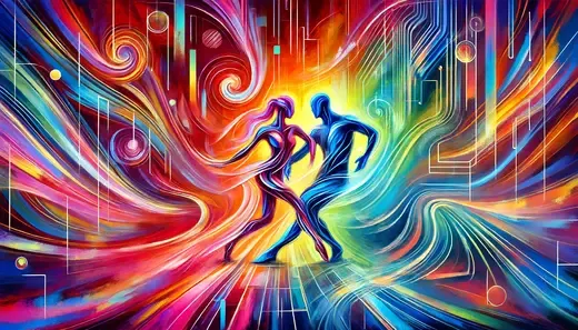 People dancing in an abstract style